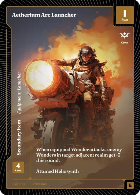 Aetherium Arc Launcher, an Item card